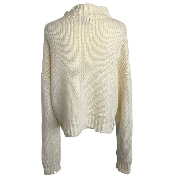 Show Me Your Mumu Cody Crop Sweater Distressed Cream Knit Women’s Medium - Picture 5 of 8